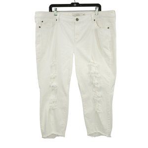 Torrid Skinny Distressed Crop Capri Jeans Womens Plus Size 26 Stretch Raw Hem